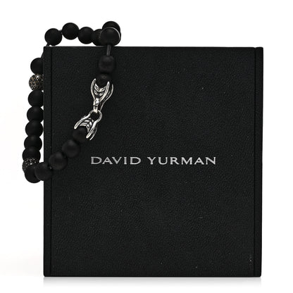 David Yurman Sterling Silver Black Onyx Black Diamond 8mm Spiritual Beads Bracelet 4 of 4