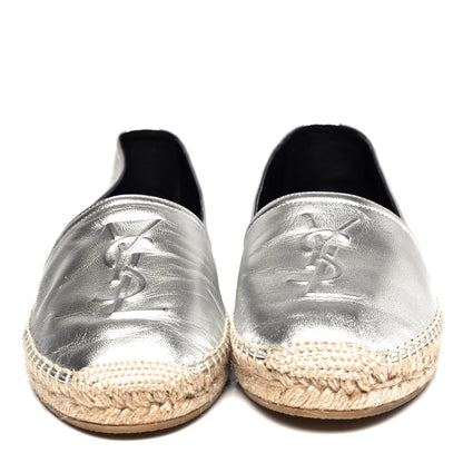 Saint Laurent Metallic Lambskin Monogram Espadrilles 39 Silver 5 of 10
