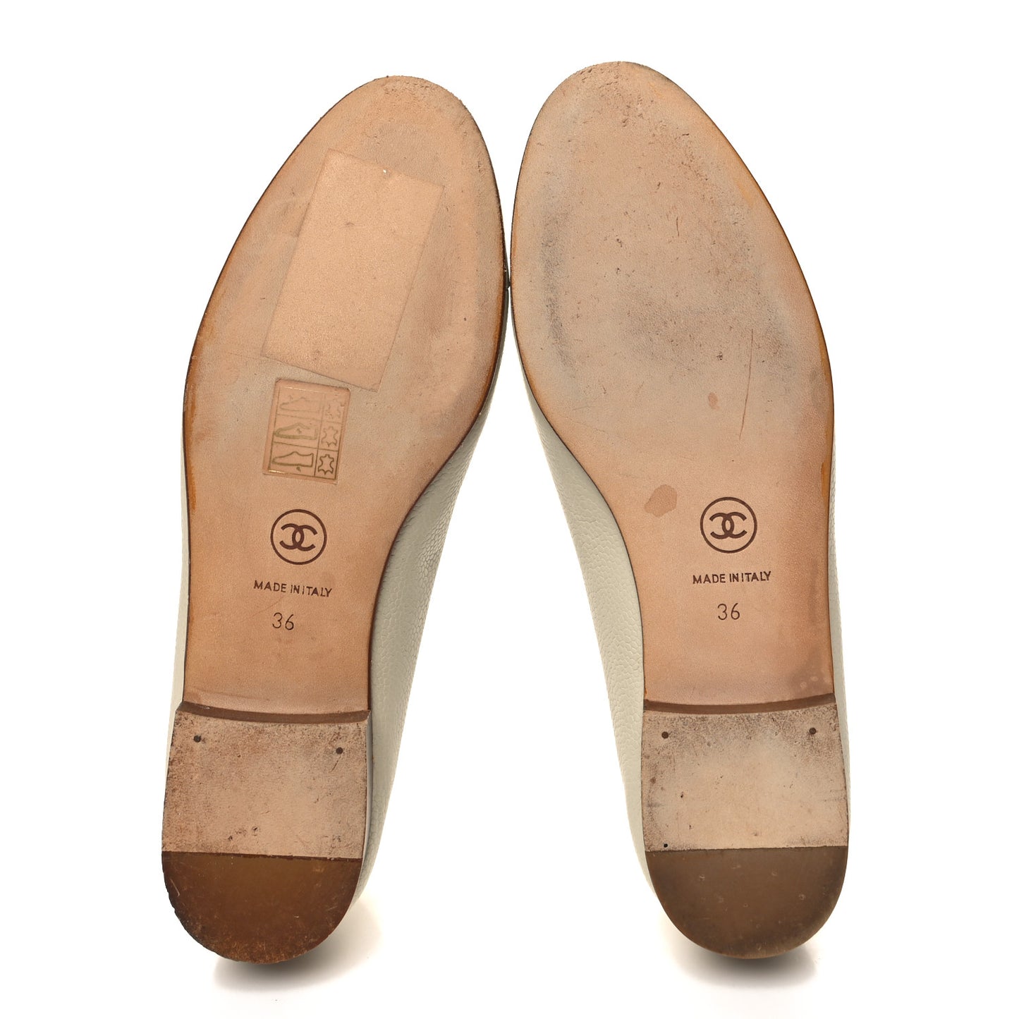 Lambskin Cap Toe CC Ballerina Flats 36 Beige