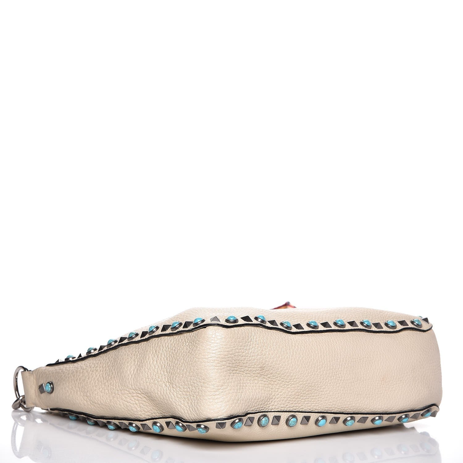 Valentino Garavani Pebbled Calfskin Tribal Small Guitar Strap Rockstud Rolling Flip-Lock Messenger Bag Ivory 4 of 16