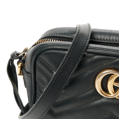 Gucci Calfskin Matelasse Mini GG Marmont Chain Shoulder Bag Black 12 of 12