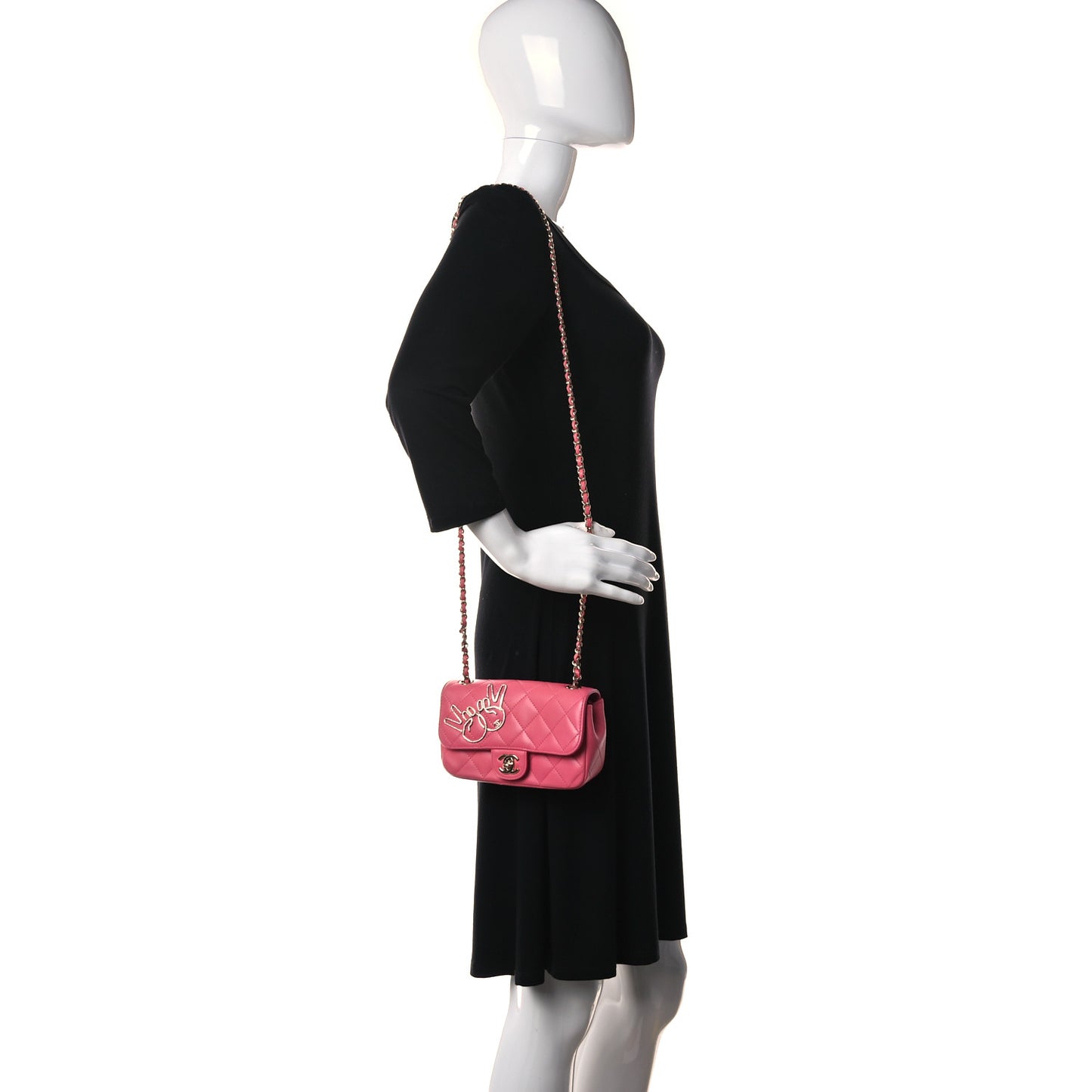 Lambskin Quilted Extra Mini V For Victory Flap Pink