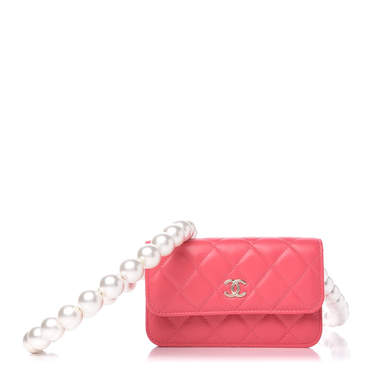 Chanel Calfskin Quilted Maxi Pearls Clutch With Chain Pink 1 of 11