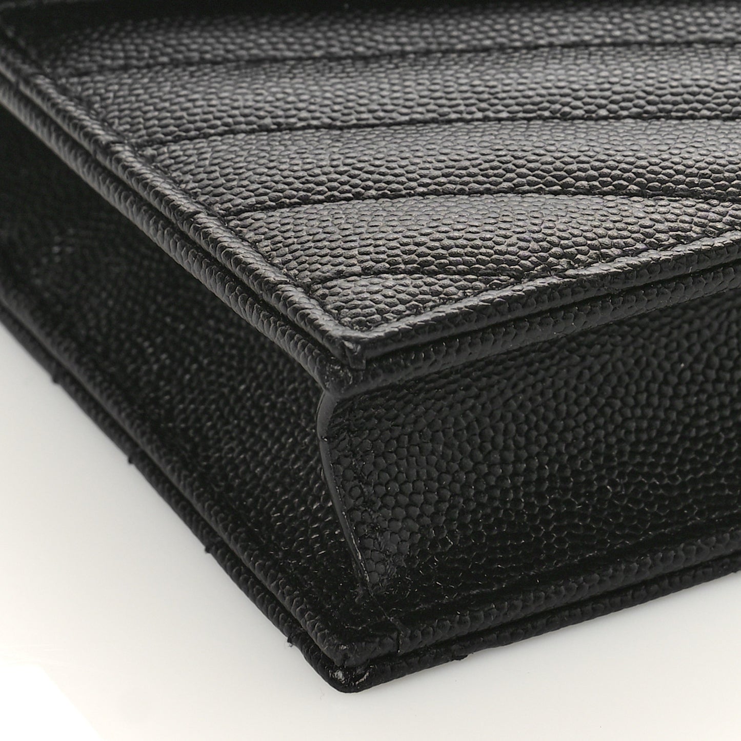 Grain De Poudre Matelasse Chevron Monogram Envelope Chain Wallet Black