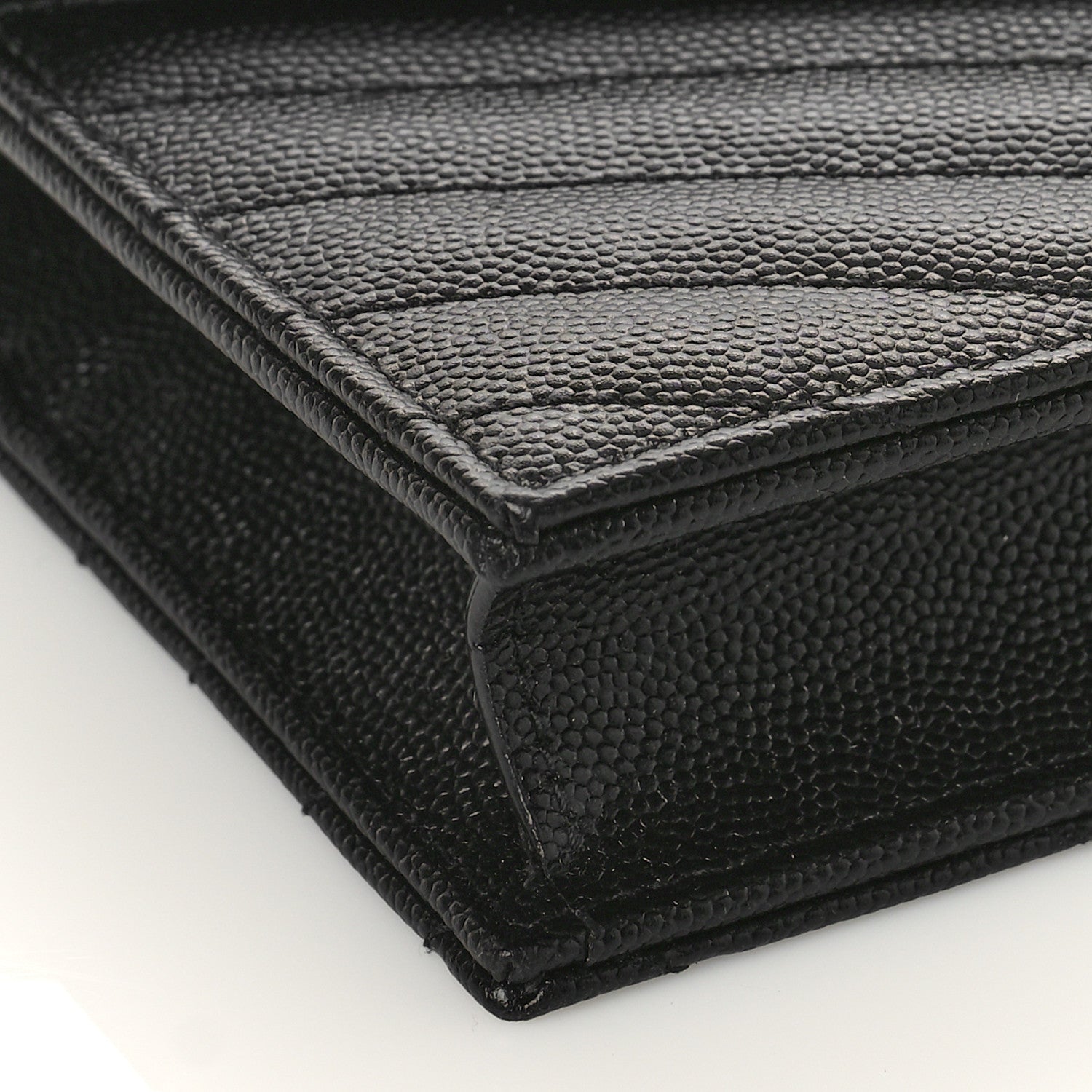 Saint Laurent Grain De Poudre Matelasse Chevron Monogram Envelope Chain Wallet Black 7 of 8