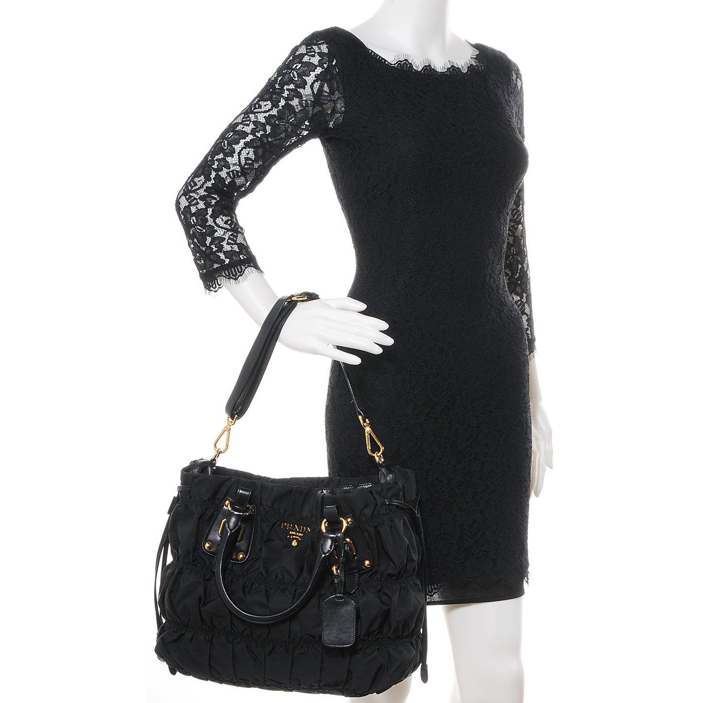 Tessuto Nylon Gaufre Tote Nero Black