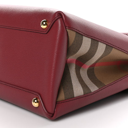 Burberry Grainy Calfskin House Check Medium Banner Tote Mahogany Red 9 of 9