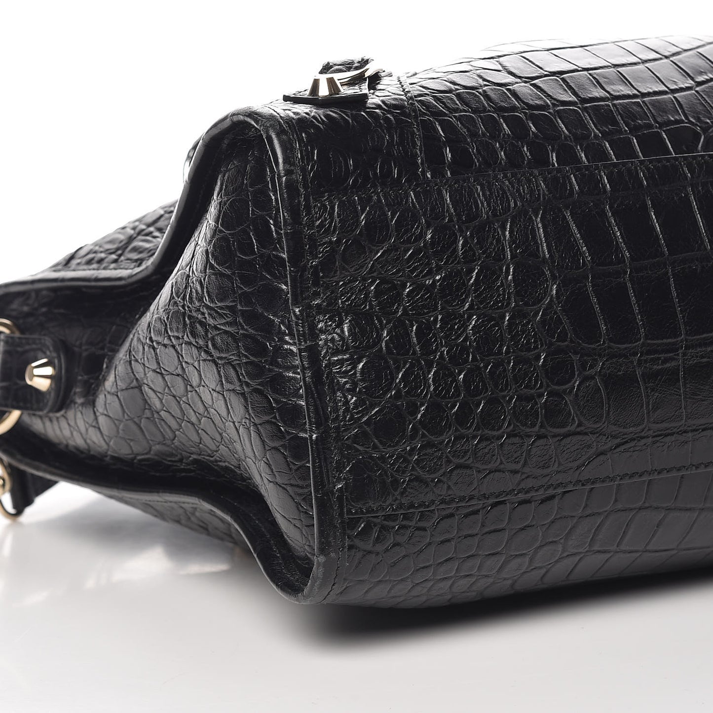 Calfskin Crocodile Embossed Classic Hardware City Black