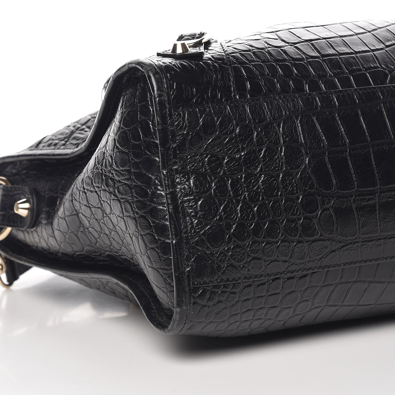 Balenciaga Calfskin Crocodile Embossed Classic Hardware City Black 5 of 9