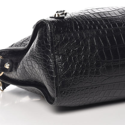 Balenciaga Calfskin Crocodile Embossed Classic Hardware City Black 5 of 9