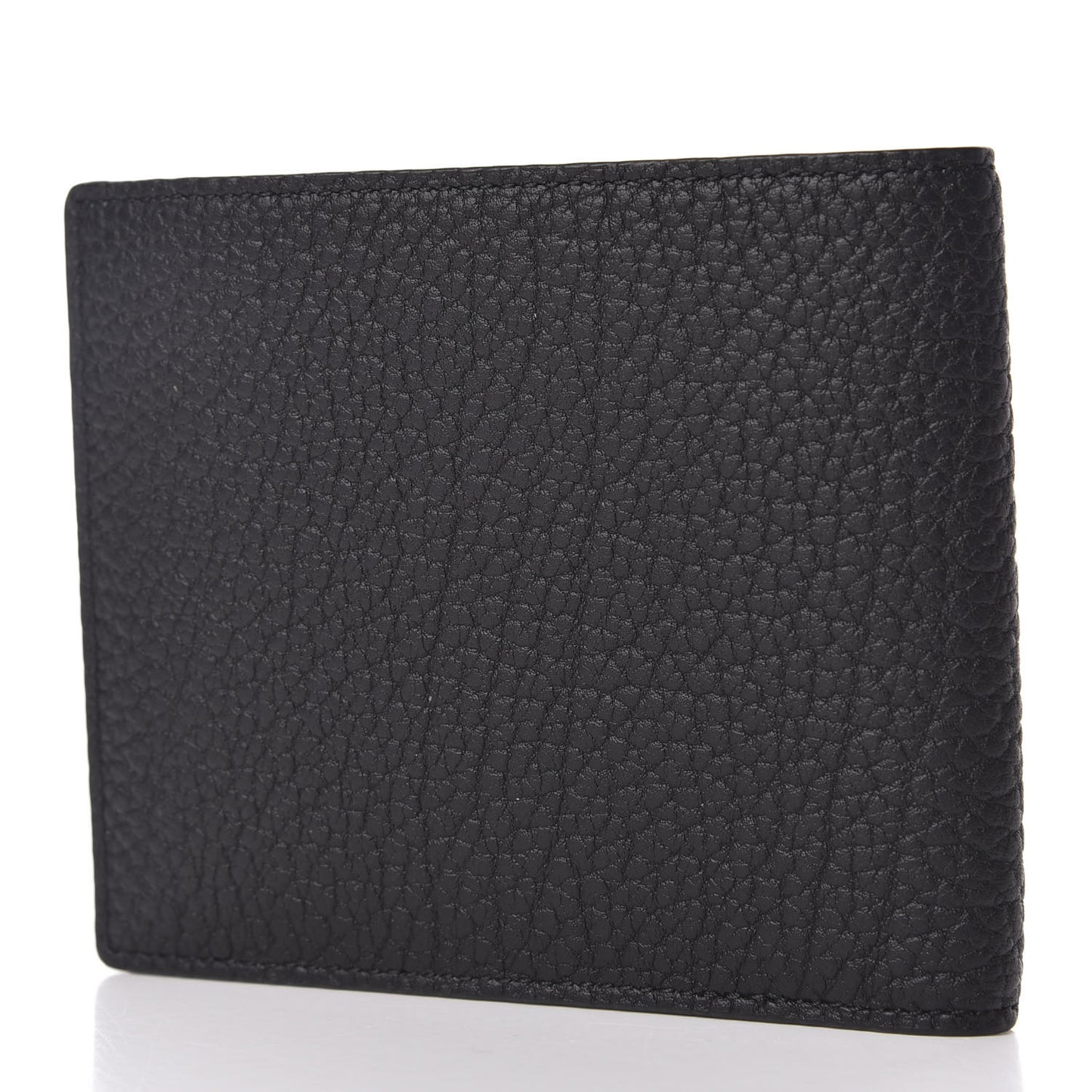 Grained Calfskin Logo Bi-Fold Wallet Black