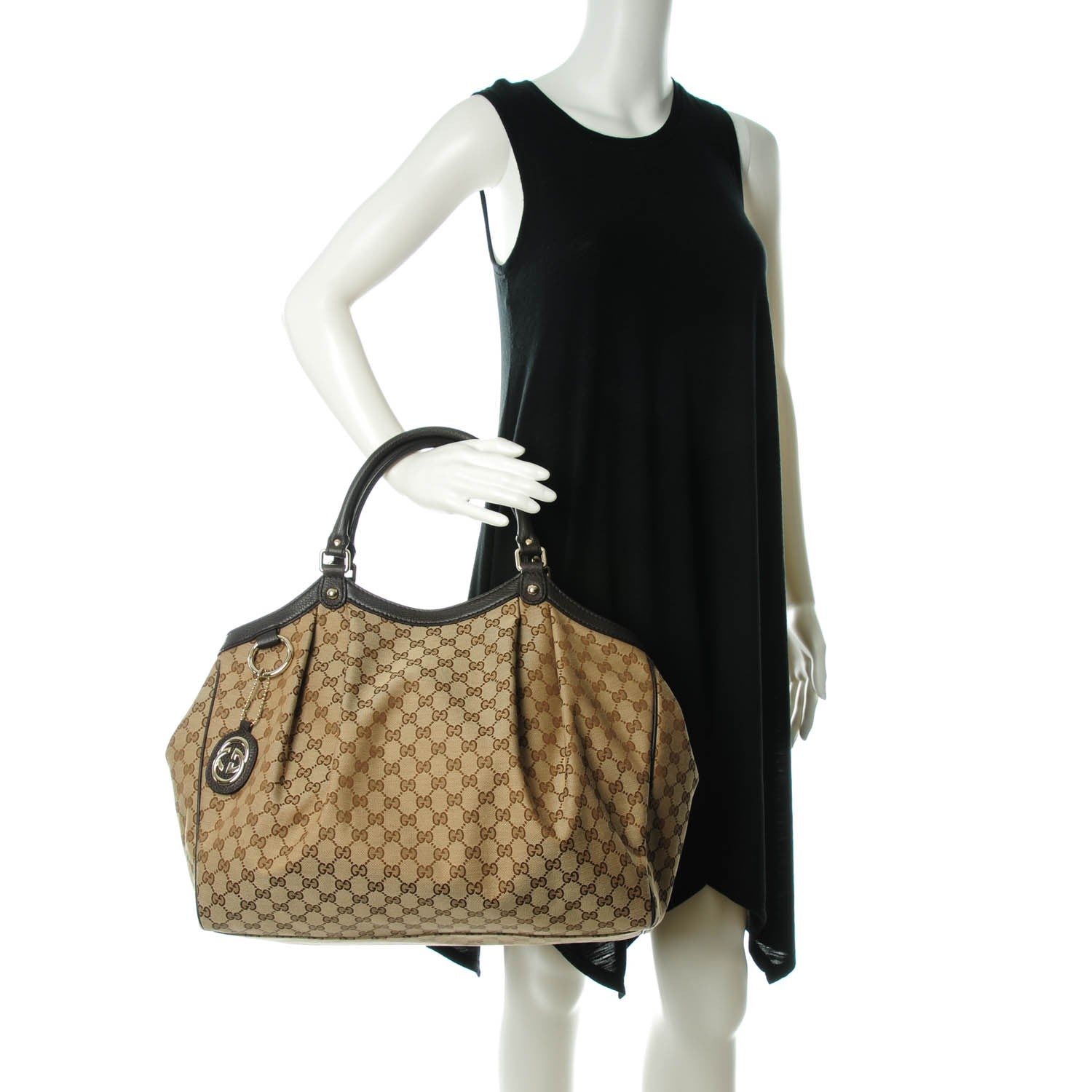 Gucci Monogram Dollar Calfskin Large Sukey Tote Beige Ebony Testa di Moro 2 of 6