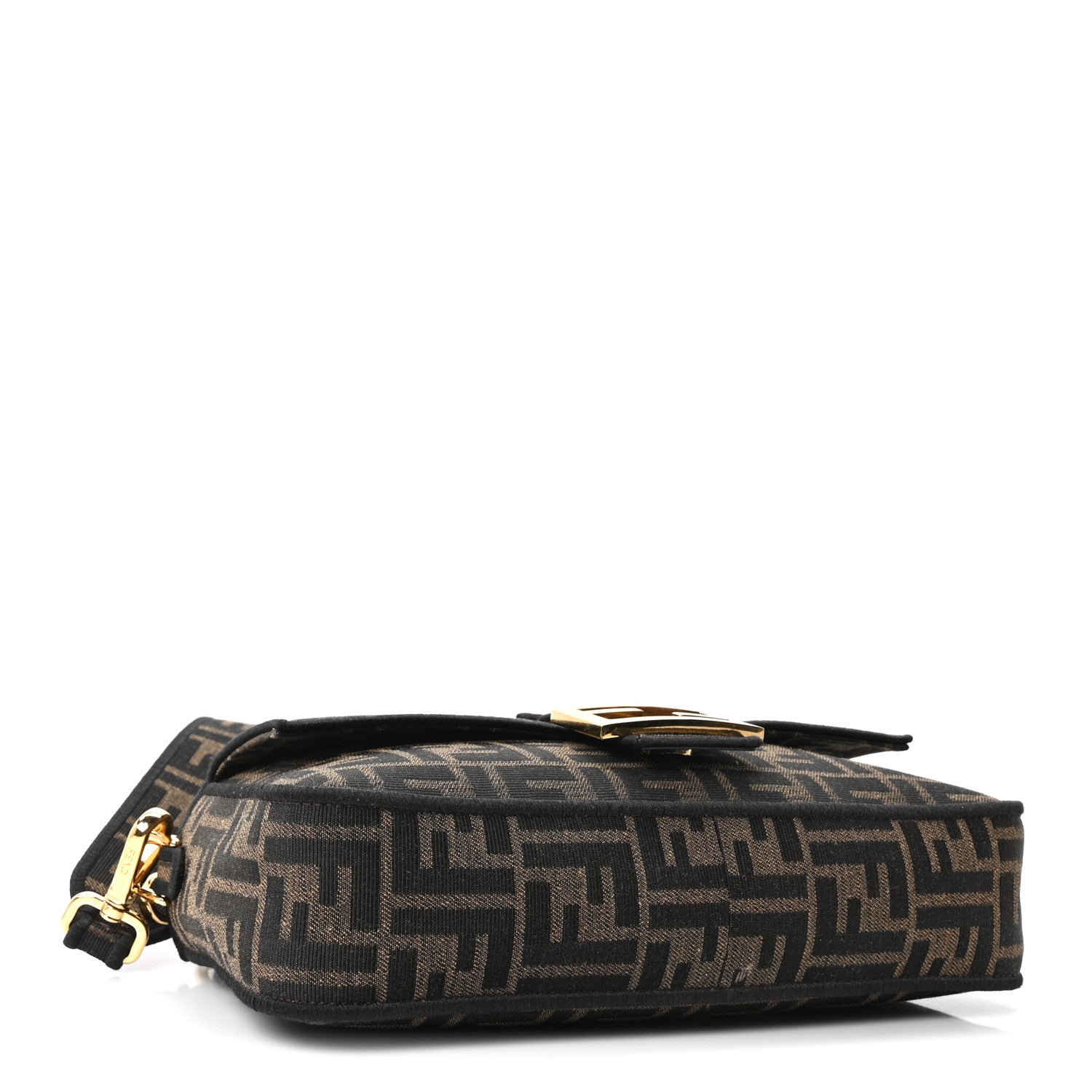 Fendi Fabric Jacquard FF 1974 Medium Baguette Tobacco Moro Black 4 of 9