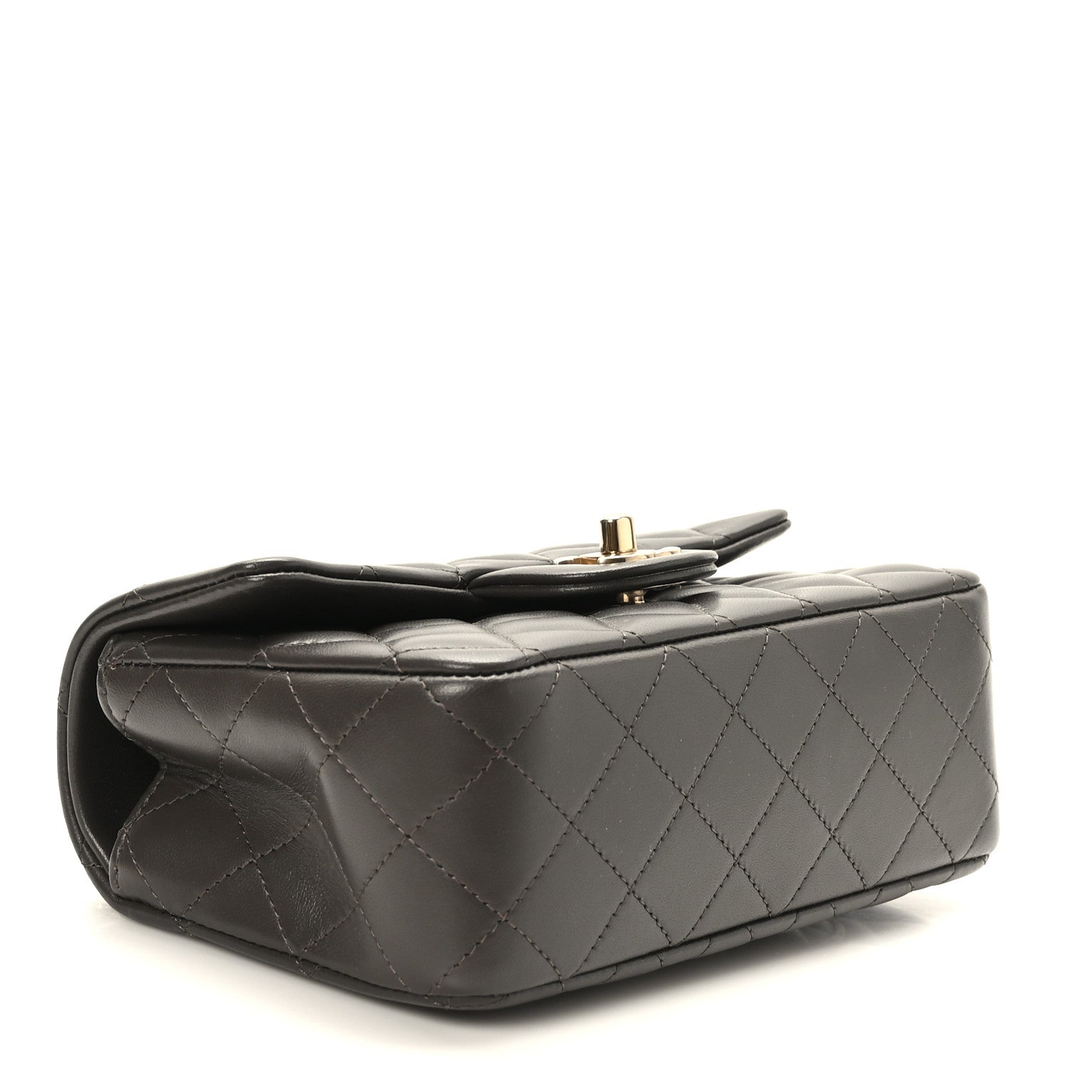 Chanel Lambskin Quilted Mini Top Handle Rectangular Flap Dark Brown 4 of 11