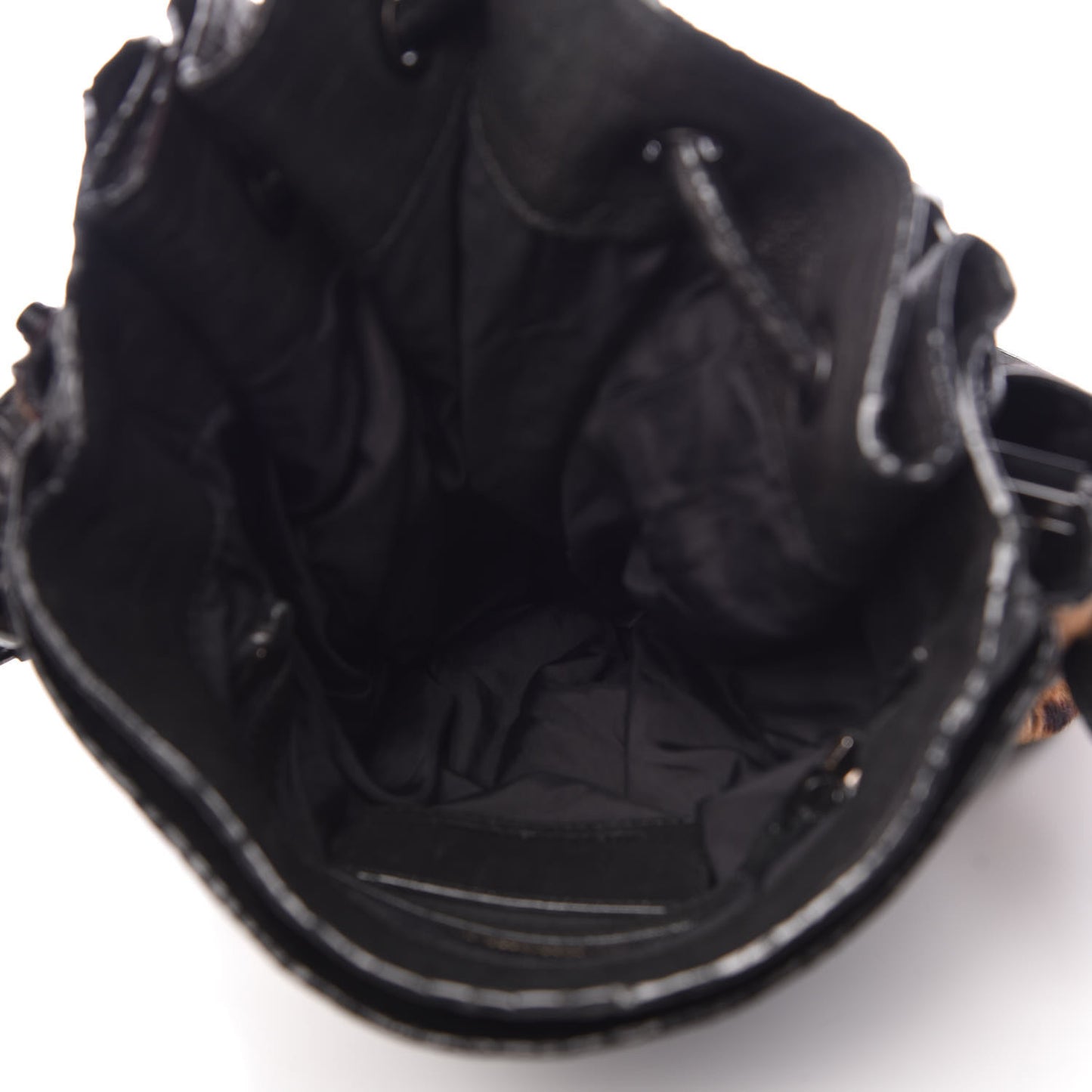 Pebbled Lambskin Pony Hair Leopard Diego Bucket Bag Black Hardware