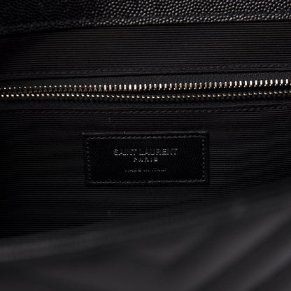 Saint Laurent Grain De Poudre Matelasse Chevron Large Monogram Satchel Black 8 of 11