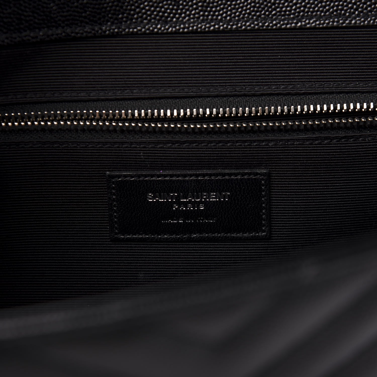 Saint Laurent Grain De Poudre Matelasse Chevron Large Monogram Satchel Black 8 of 11