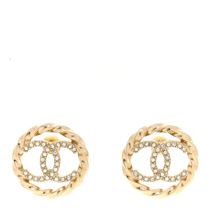 Chanel Metal Twist Crystal CC Earrings Gold 1 of 4