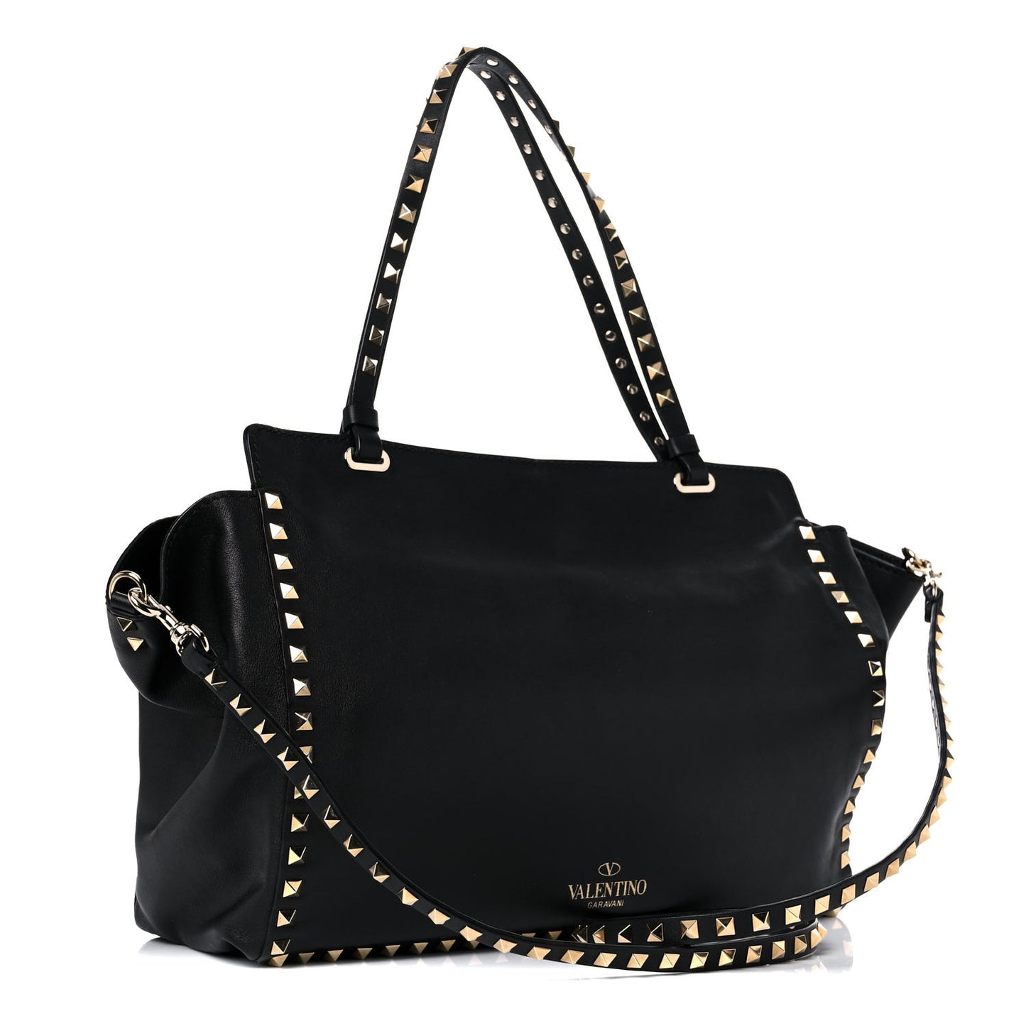 Vitello Medium Rockstud Tote Black