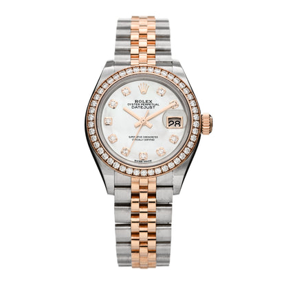 Rolex Stainless Steel 18K Everose Gold Diamond Bezel Mother of Pearl 28mm Oyster Perpetual Datejust Watch 279381RBR 1 of 5