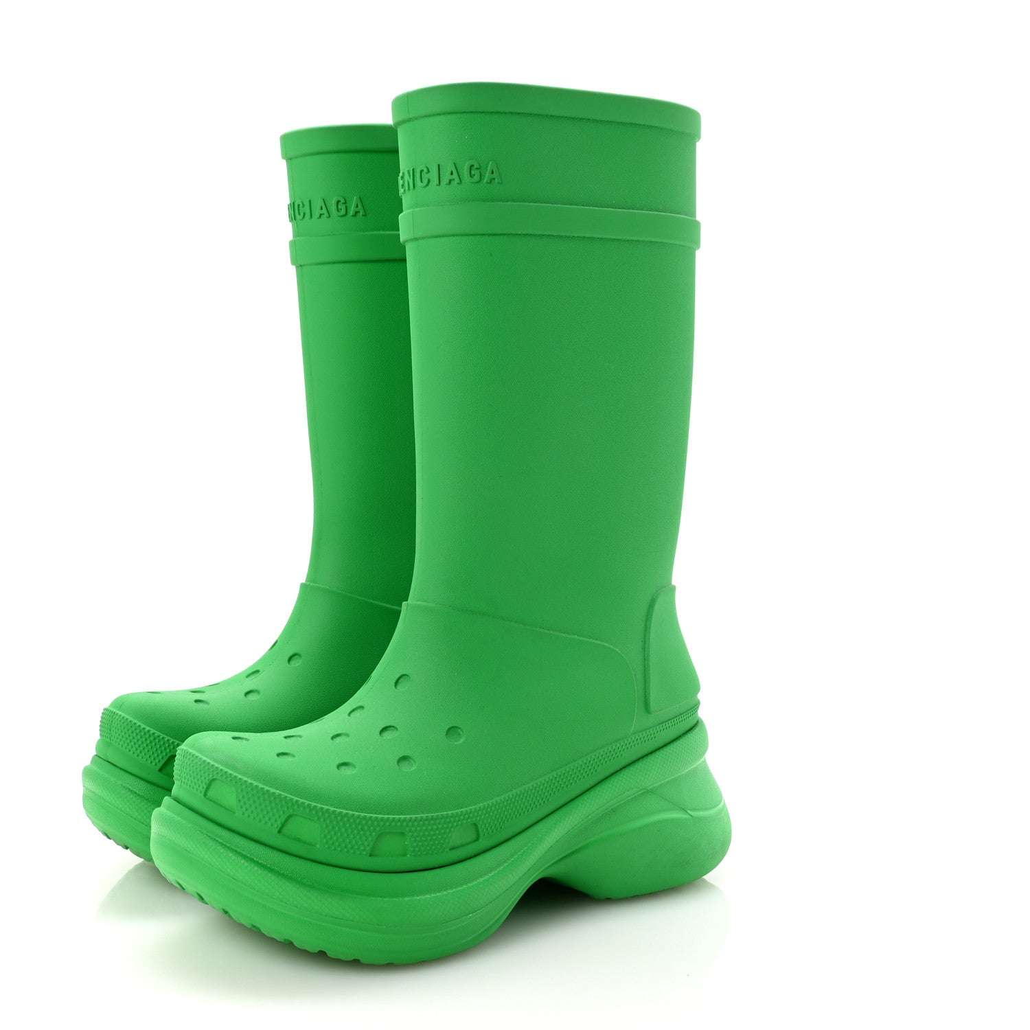 Balenciaga X CROCS Rubber Womens Rain Boots 37 Grass Green 4 of 8