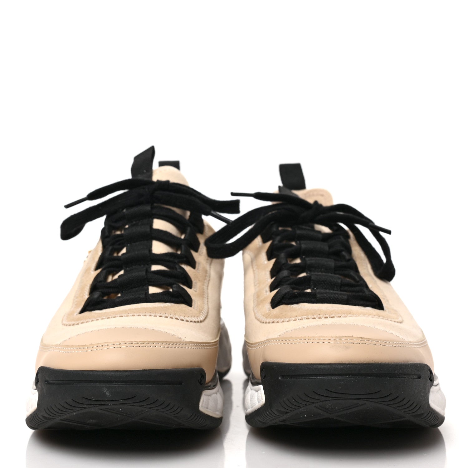 Chanel Suede Calfskin Nylon Grosgrain CC Sneakers 39.5 Beige 2 of 8