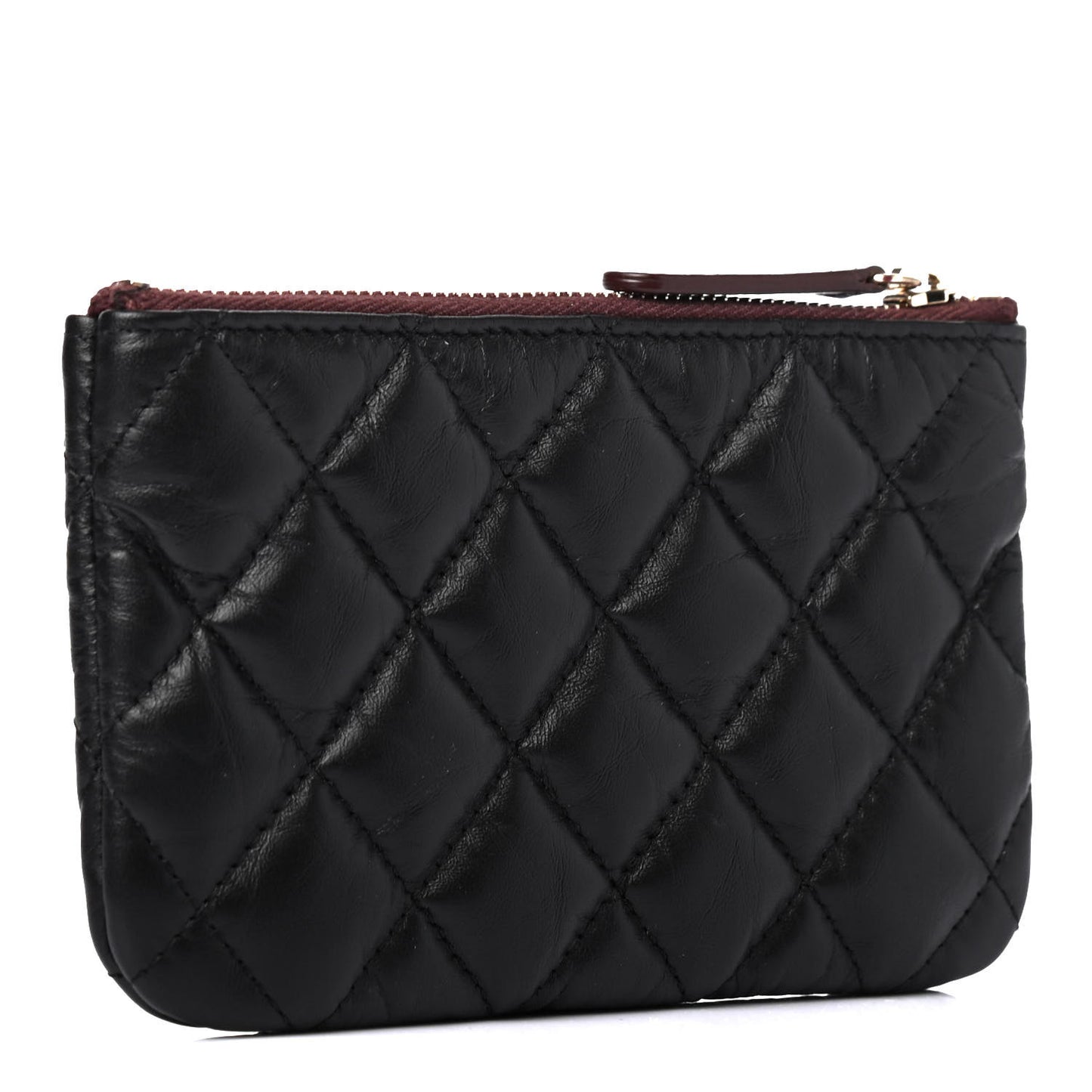 Aged Calfskin Quilted Small Lucky Charms Cosmetic Case Black