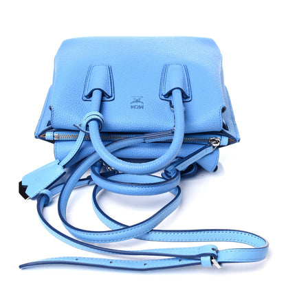 MCM Grained Calfskin Mini Milla Tote Mediterranean Blue 11 of 13