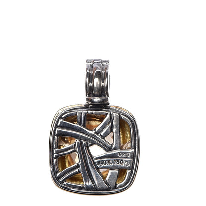 David Yurman Sterling Silver 18K Yellow Gold Citrine 11mm Albion Enhancer Pendant 3 of 6