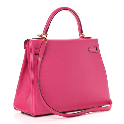 Hermes Chevre Mysore Kelly Retourne 32 Rose Shocking 2 of 10