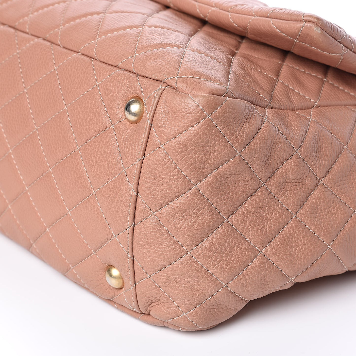 Calfskin Quilted XXL Travel Flap Bag Camel