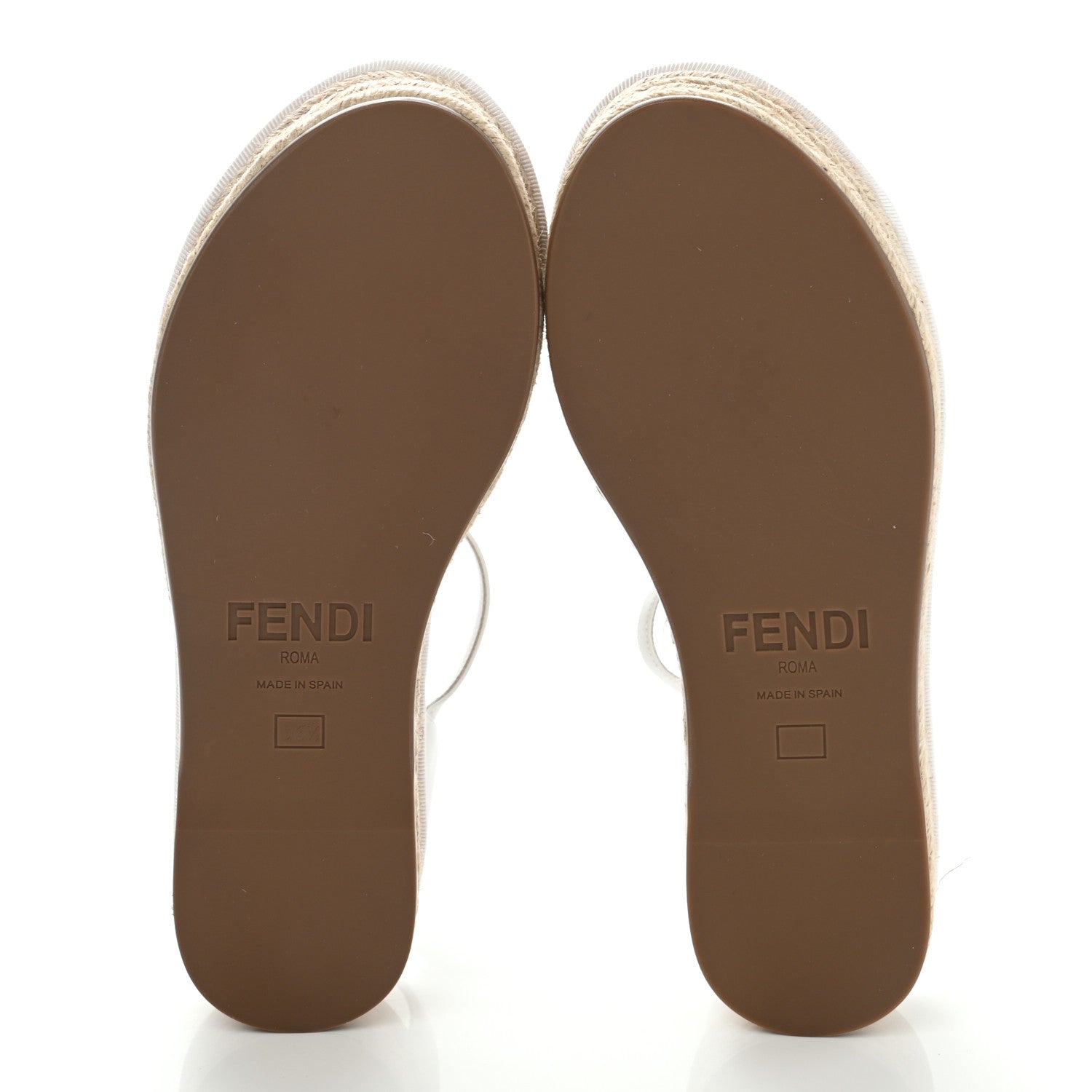 Fendi Nappa FF Embossed Espadrille Platform Sandals 36.5 Snow 5 of 10