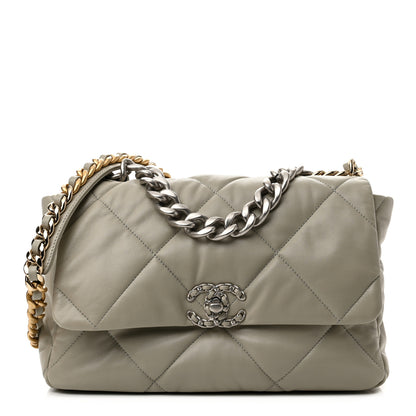 Chanel Lambskin Quilted Large Chanel 19 Flap Grey 1 of 10