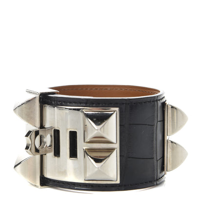Hermes Shiny Alligator Collier de Chien CDC Bracelet S Black 1 of 5