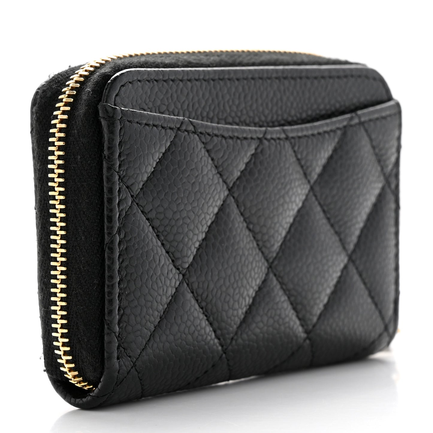 Caviar Quilted Zip Coin Purse Black