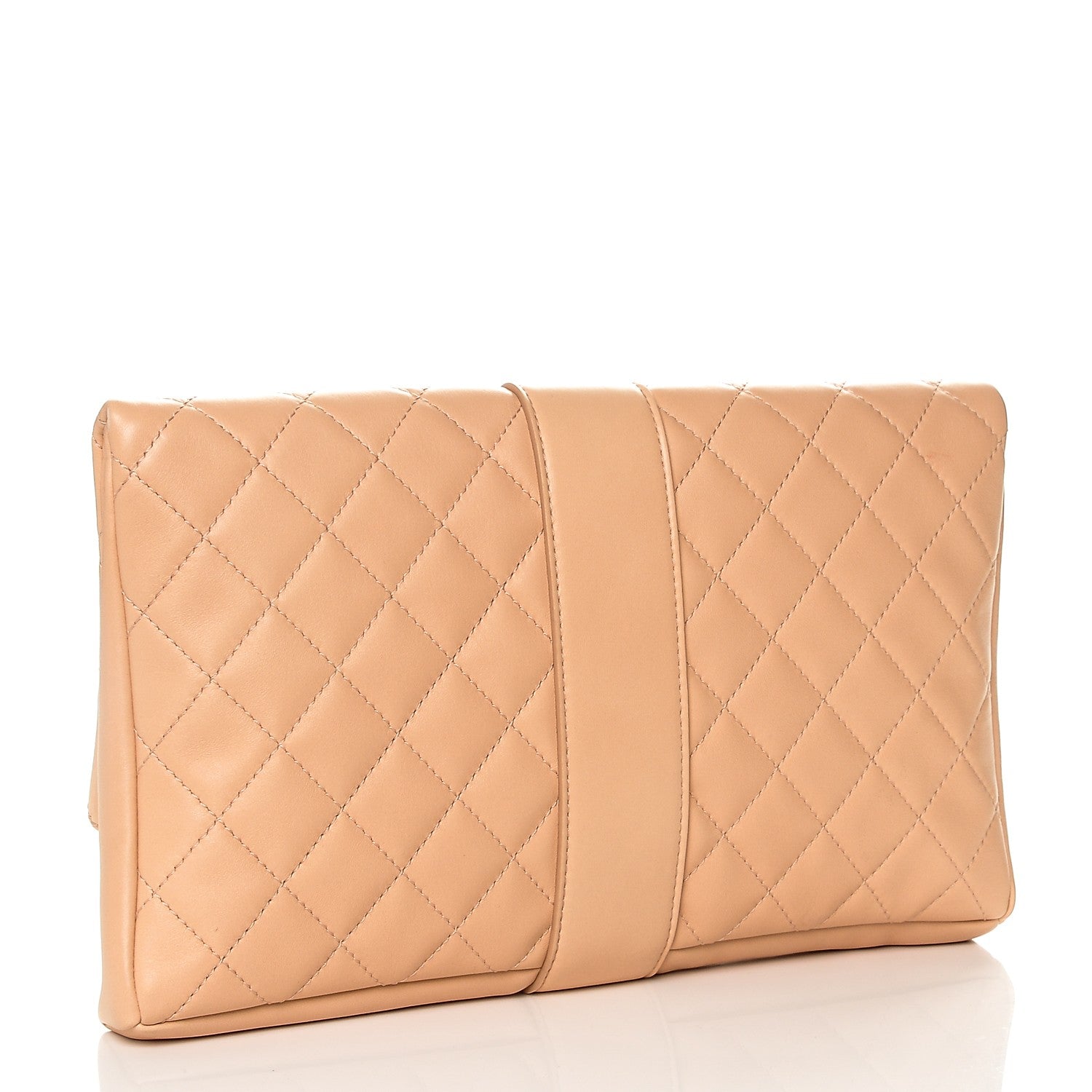 Chanel Lambskin Quilted Grip Clutch Nude 3 of 7
