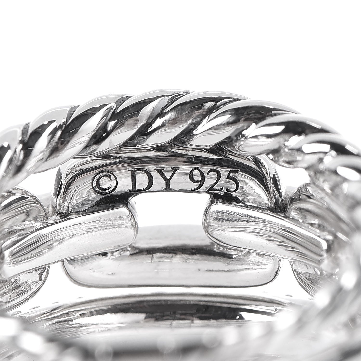 David Yurman Sterling Silver Diamond Wellesley Link 4 Row Ring 53.5 6.5 5 of 5