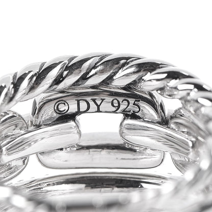 David Yurman Sterling Silver Diamond Wellesley Link 4 Row Ring 53.5 6.5 5 of 5