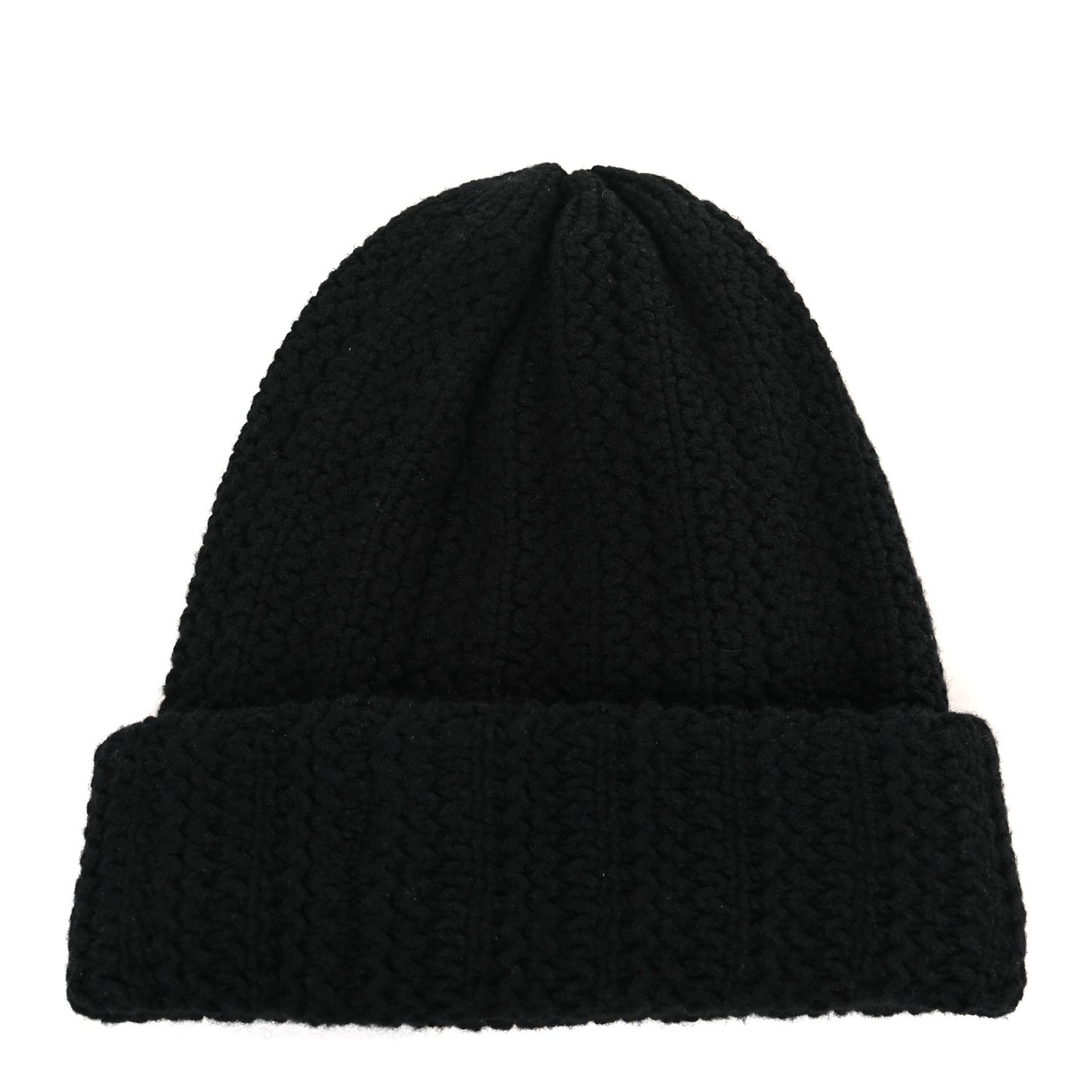 Wool Cashmere CC Beanie Hat Black White