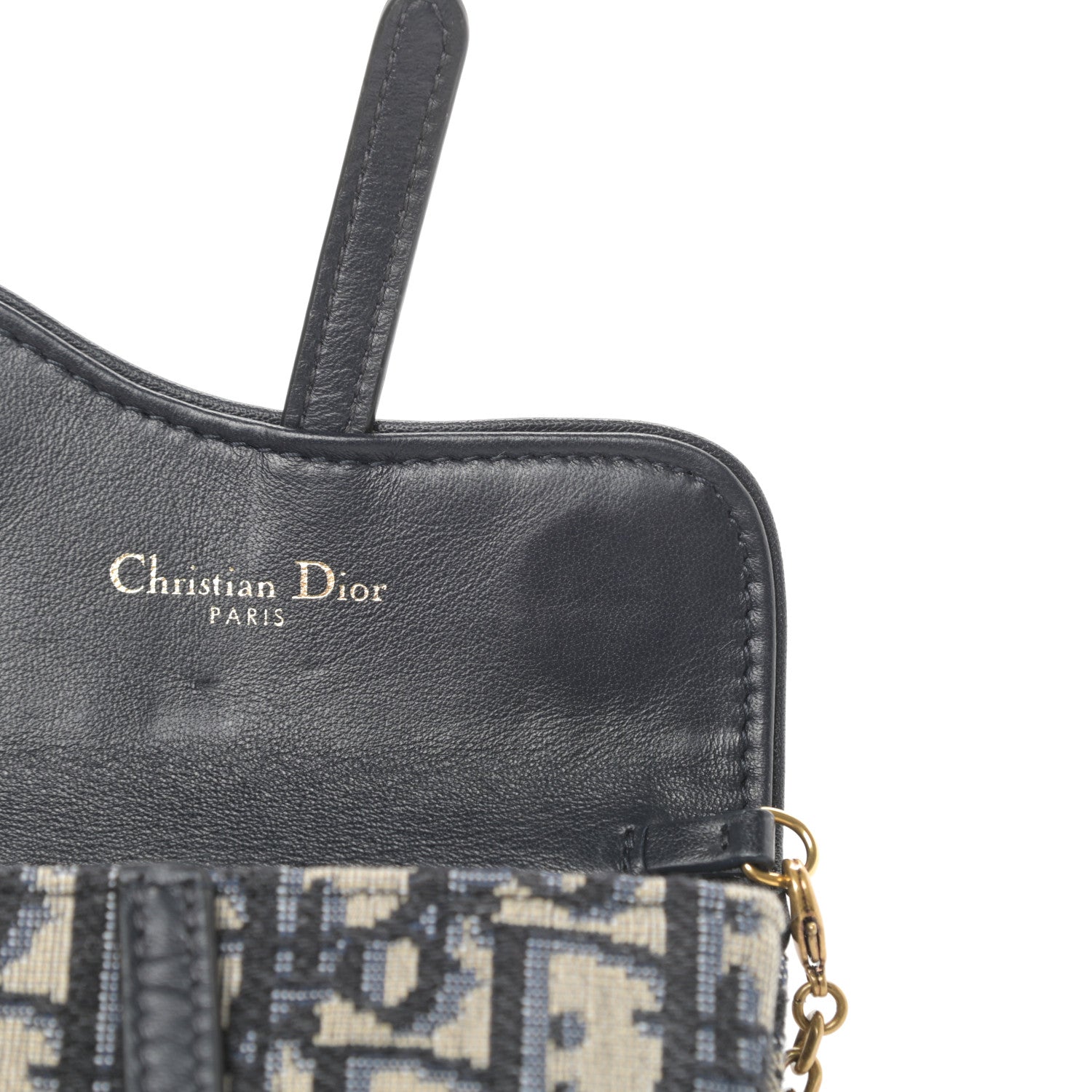 Christian Dior Oblique Nano Saddle Chain Pouch Blue 11 of 14