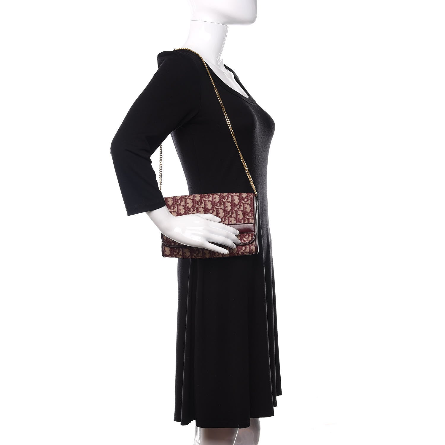 Christian Dior Monogram Chain Flap Burgundy 2 of 11
