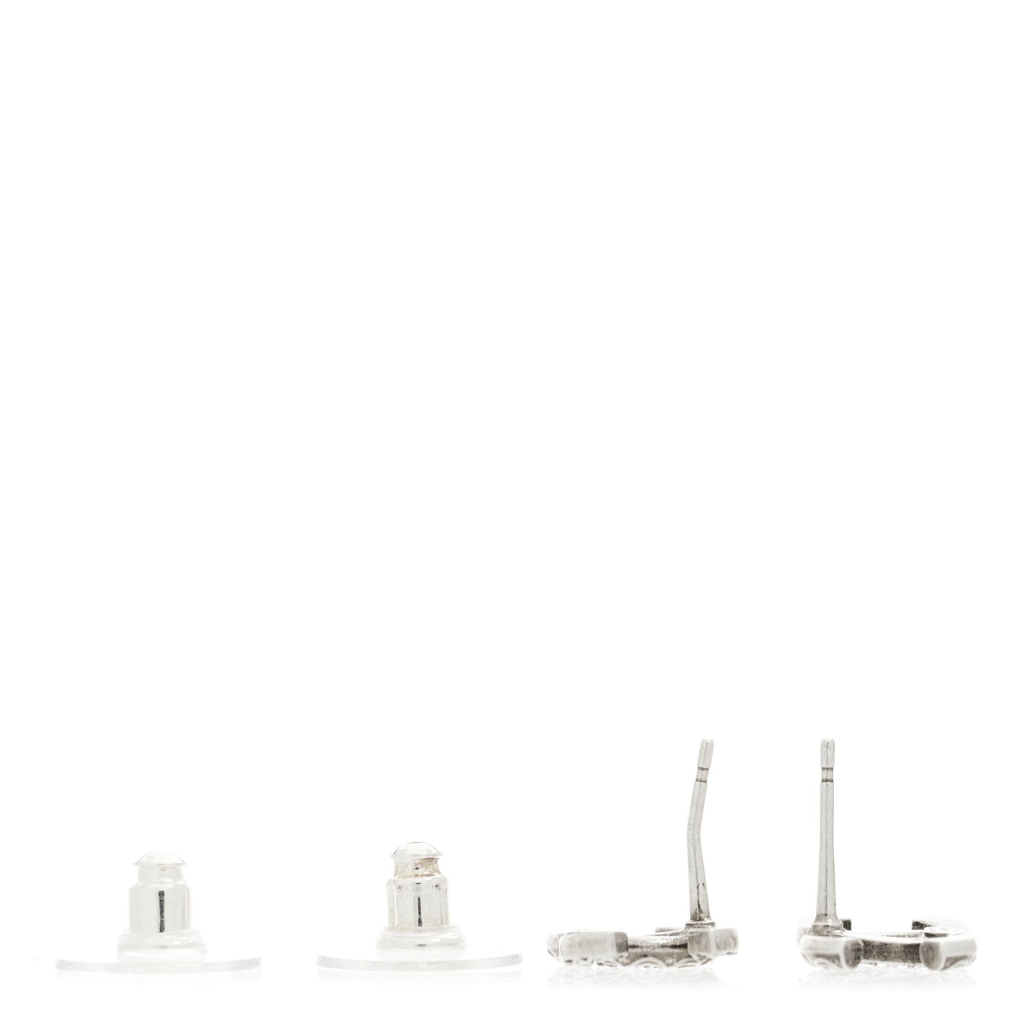 Chanel Metal Crystal CC Earrings Silver 3 of 5