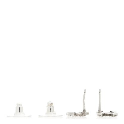 Chanel Metal Crystal CC Earrings Silver 3 of 5