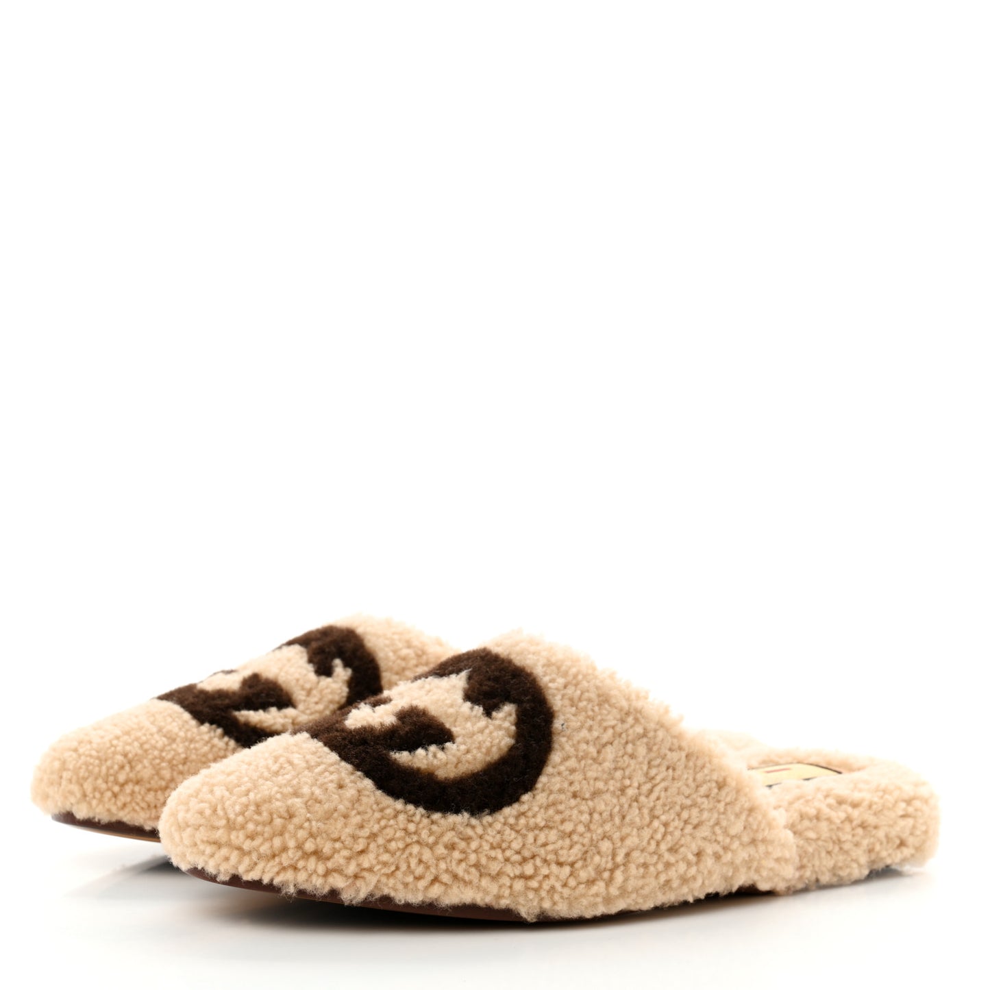 Shearling Interlocking G Womens Eileen Slippers 36 Butterscotch Cocoa