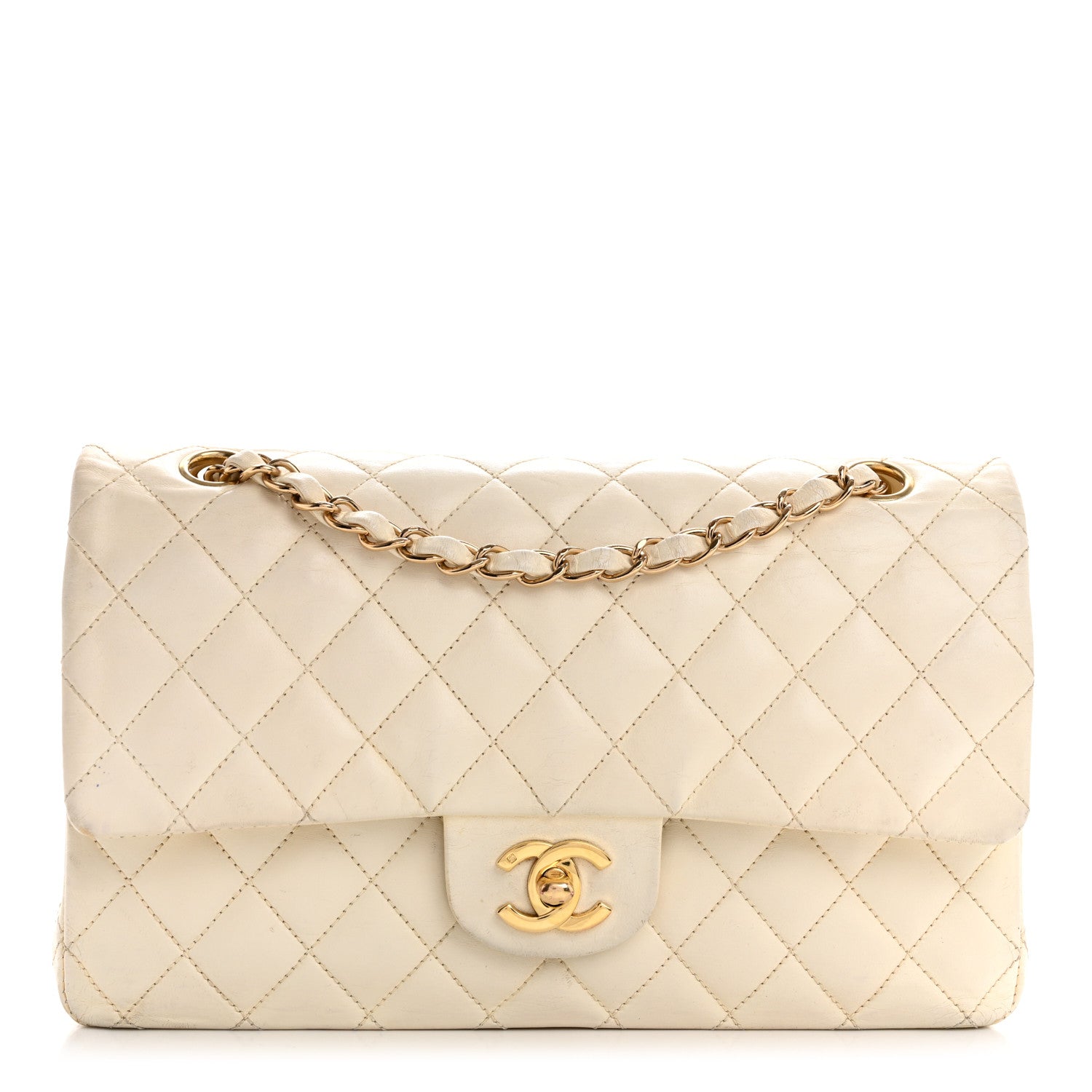 Chanel Lambskin Quilted Medium Double Flap White White 1 of 12