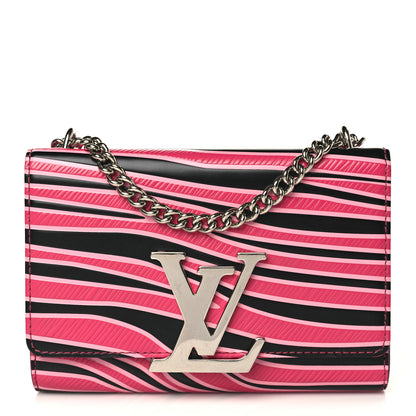 Louis Vuitton Calfskin Embossed Chain Louise MM Fuchsia Black 1 of 9