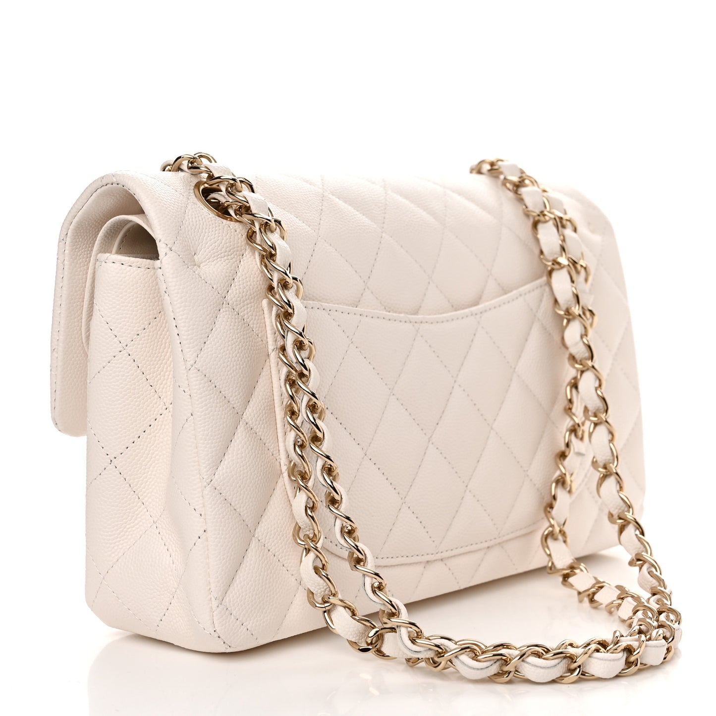 Caviar Quilted Small Double Flap White