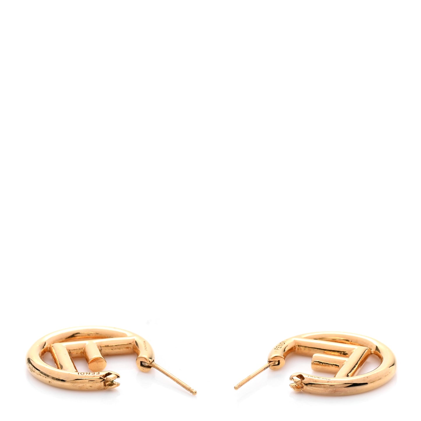 Metal FF Hoop Earrings Gold
