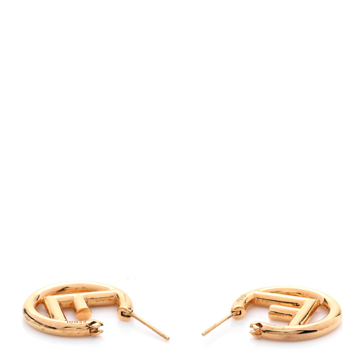 Fendi Metal FF Hoop Earrings Gold 3 of 5