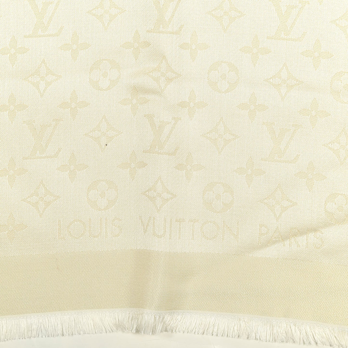 Silk Wool Monogram Shine Shawl Beige